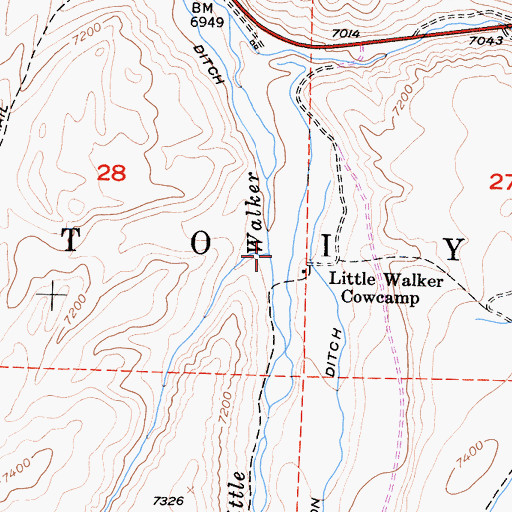 Topographic Map of Cowcamp Creek, CA