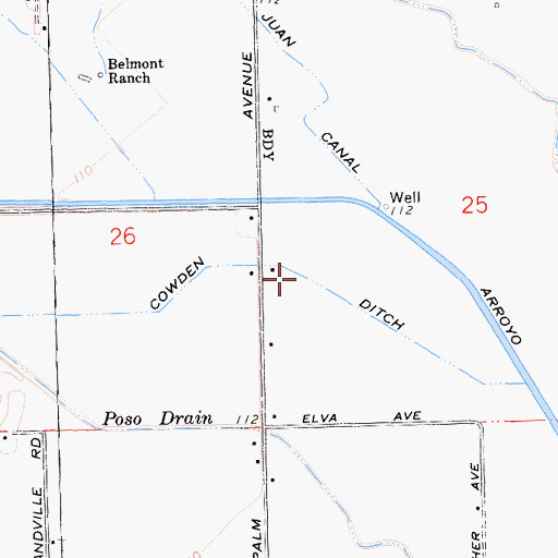 Topographic Map of Cowden Ditch, CA