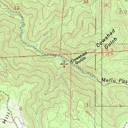 Topographic Map of Cowshed Gulch, CA
