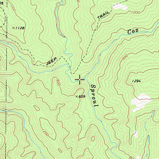 Topographic Map of Cox Creek, CA