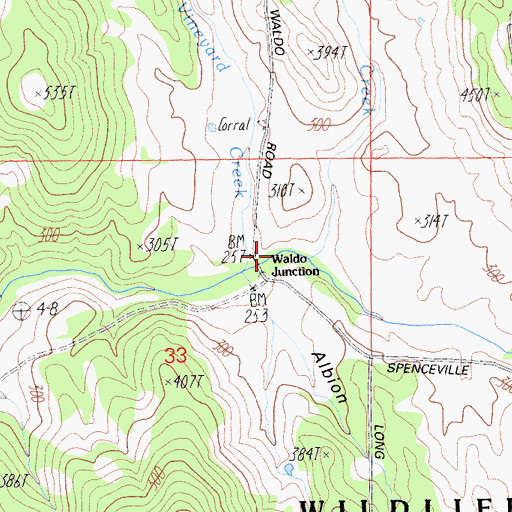 Topographic Map of Cox Creek, CA