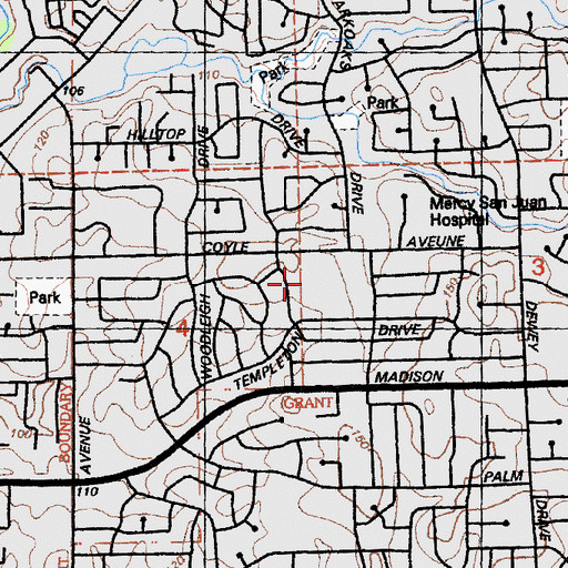 Topographic Map of Coyle Avenue Elementary School, CA