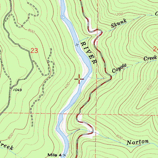 Topographic Map of Coyote Creek, CA