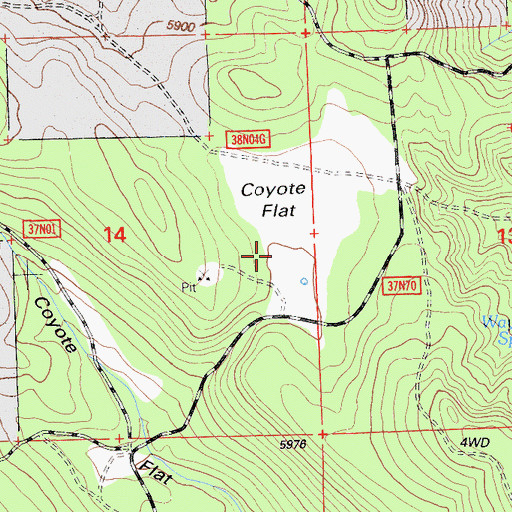 Topographic Map of Coyote Flat, CA