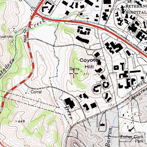 Topographic Map of Coyote Hill, CA