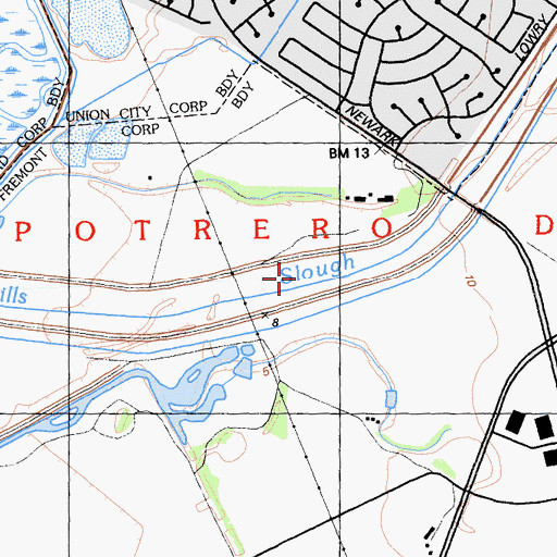 Topographic Map of Coyote Hills Slough, CA