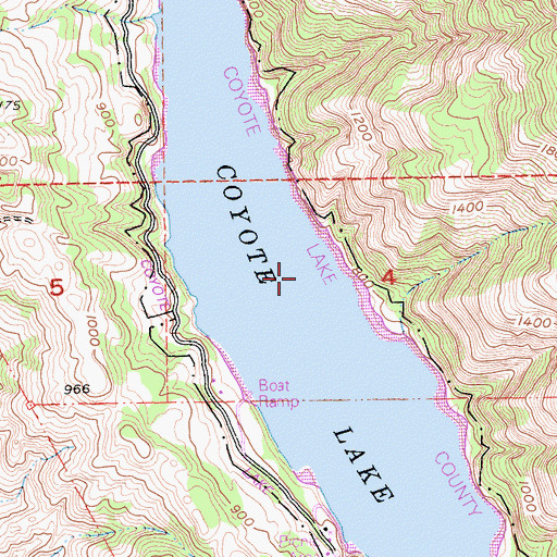 Topographic Map of Coyote Lake, CA