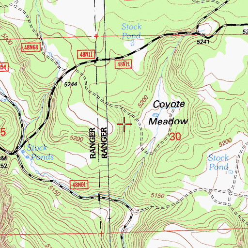 Topographic Map of Coyote Meadow, CA