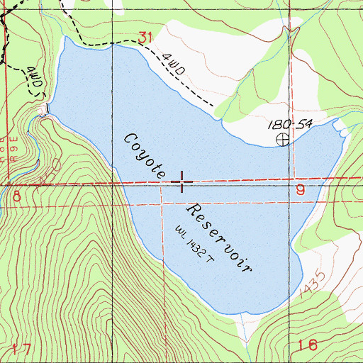 Topographic Map of Coyote Reservoir, CA