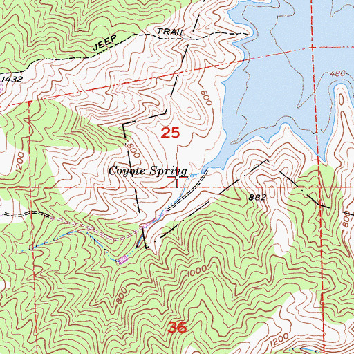 Topographic Map of Coyote Spring, CA