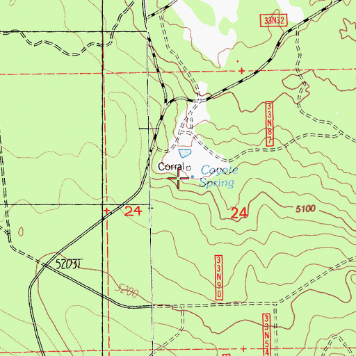 Topographic Map of Coyote Spring, CA