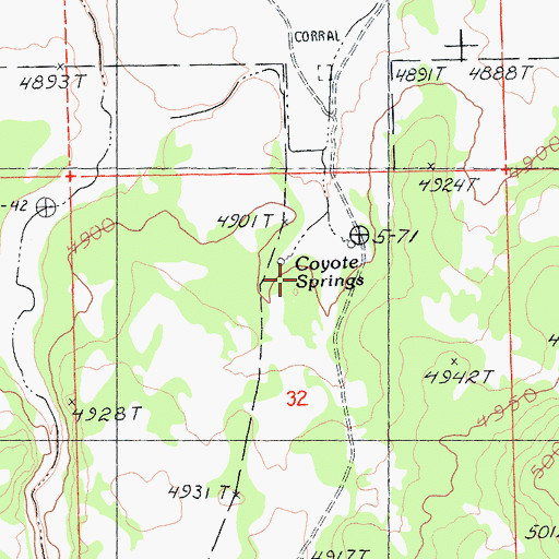 Topographic Map of Coyote Springs, CA