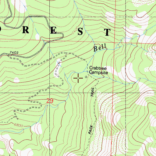 Topographic Map of Crabtree Campsite, CA