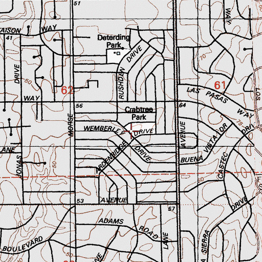 Topographic Map of Crabtree Park, CA