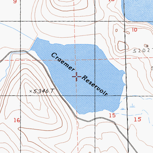 Topographic Map of Craemer Reservoir, CA