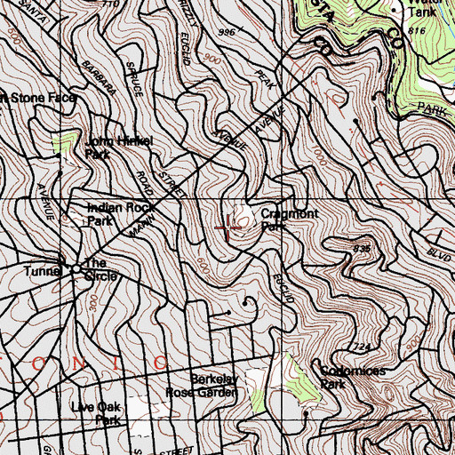 Topographic Map of Cragmont Park, CA