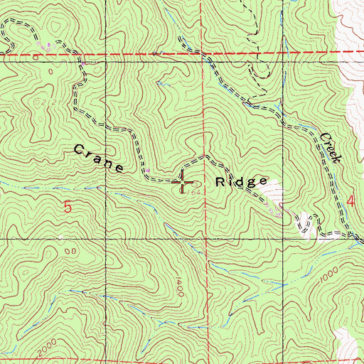 Topographic Map of Crane Ridge, CA