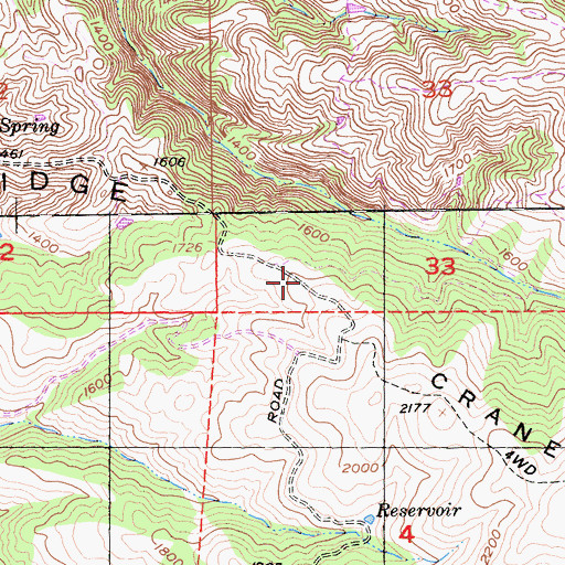 Topographic Map of Crane Ridge, CA