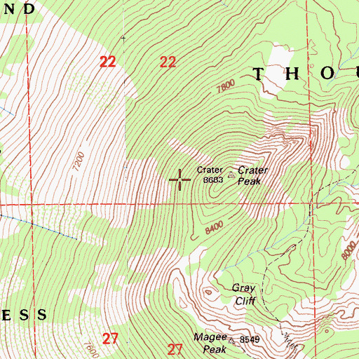 Topographic Map of Crater Peak, CA