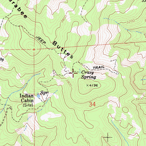 Topographic Map of Crazy Spring, CA
