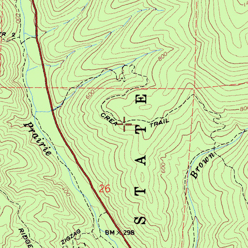 Topographic Map of Crea Trail, CA