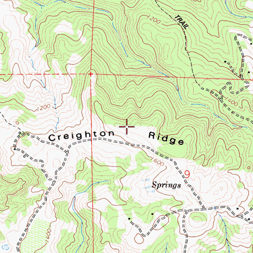 Topographic Map of Creighton Ridge, CA
