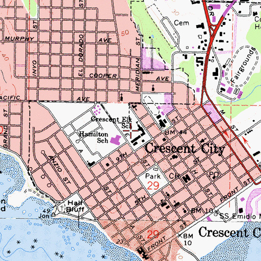 Topographic Map of Crescent Elk Middle School, CA
