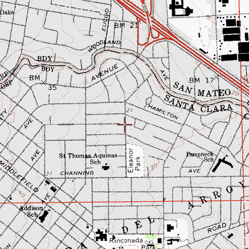 Topographic Map of Crescent Park School (historical), CA