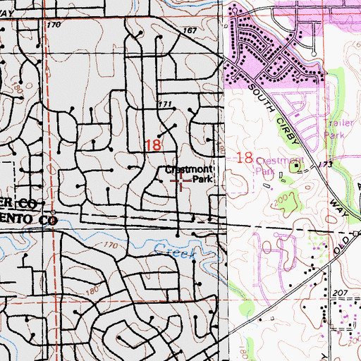 Topographic Map of Crestmont Elementary School, CA
