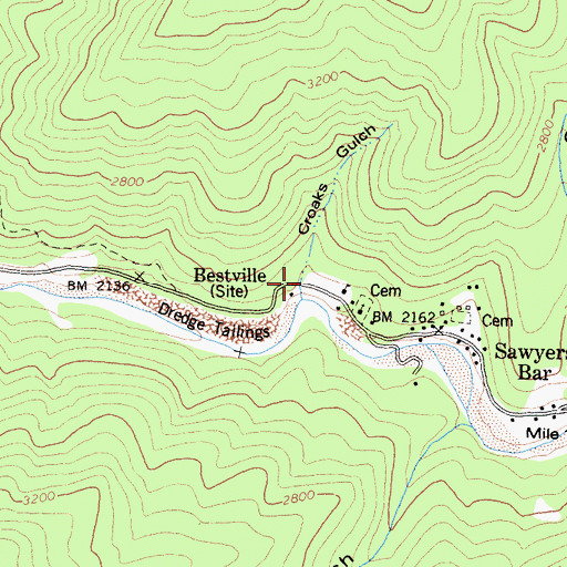 Topographic Map of Croaks Gulch, CA