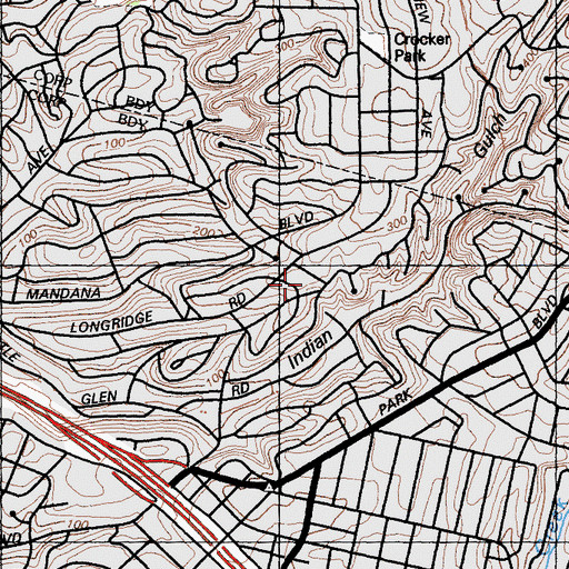 Topographic Map of Crocker Highlands Elementary School, CA