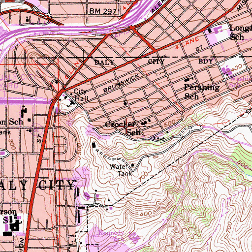 Topographic Map of Crocker Elementary School, CA