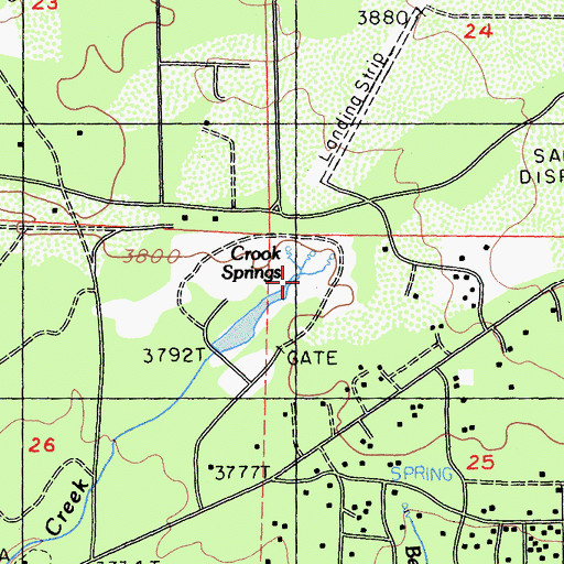 Topographic Map of Crook Springs, CA