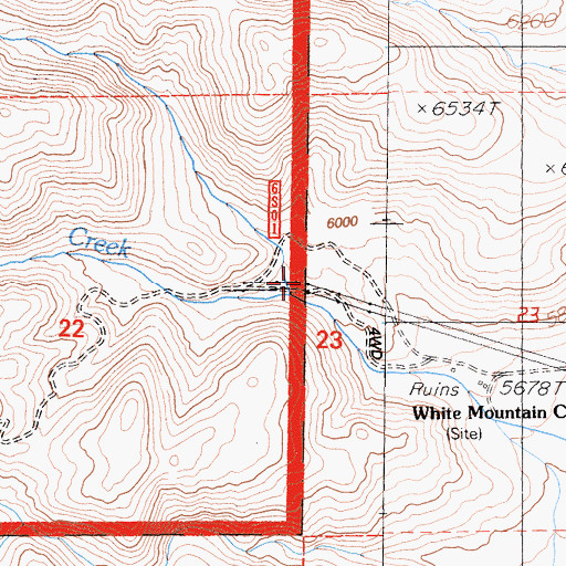 Topographic Map of Crooked Creek, CA