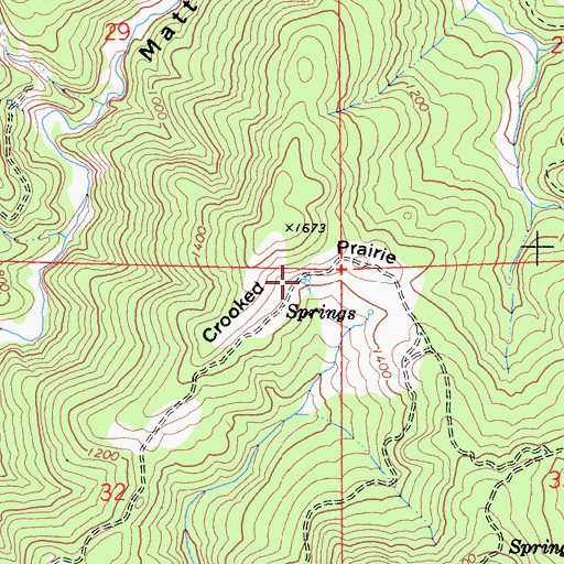 Topographic Map of Crooked Prairie, CA
