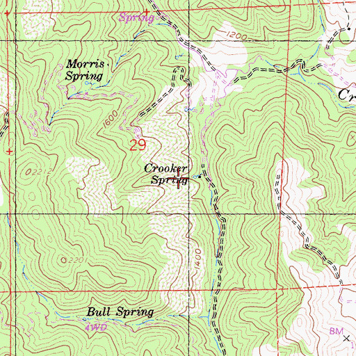 Topographic Map of Crooker Spring, CA