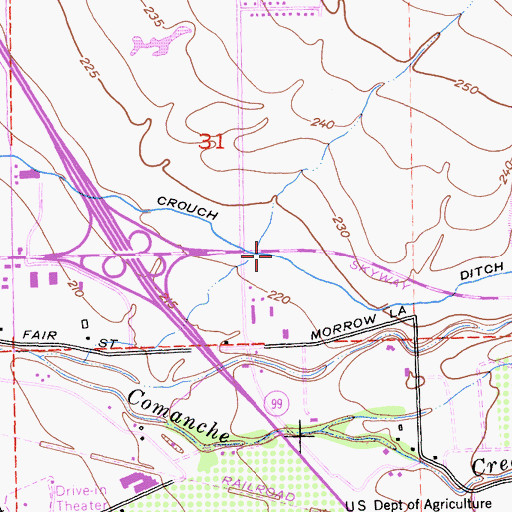 Topographic Map of Crough Ditch, CA