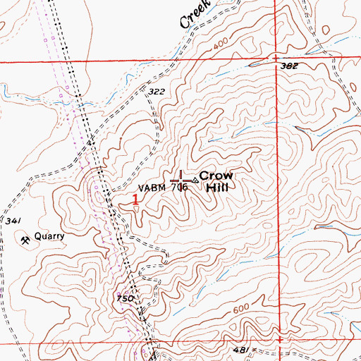 Topographic Map of Crow Hill, CA