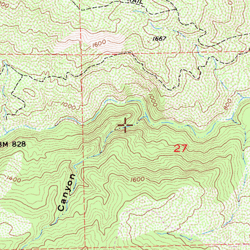 Topographic Map of Crow Spring Canyon, CA
