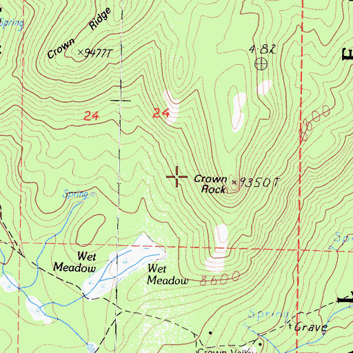 Topographic Map of Crown Rock, CA