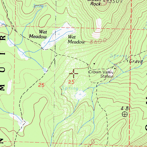 Topographic Map of Crown Valley Guard Station, CA