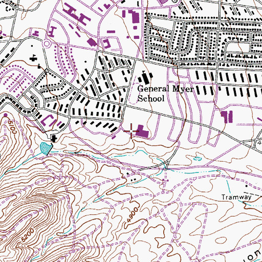 Topographic Map of Raymond W Bliss Army Hospital, AZ