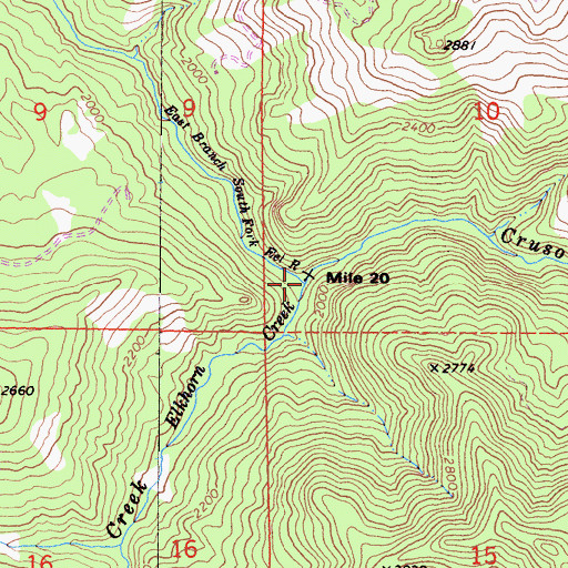 Topographic Map of Cruso Cabin Creek, CA