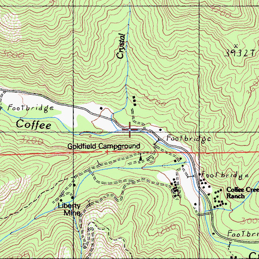 Topographic Map of Crystal Creek, CA