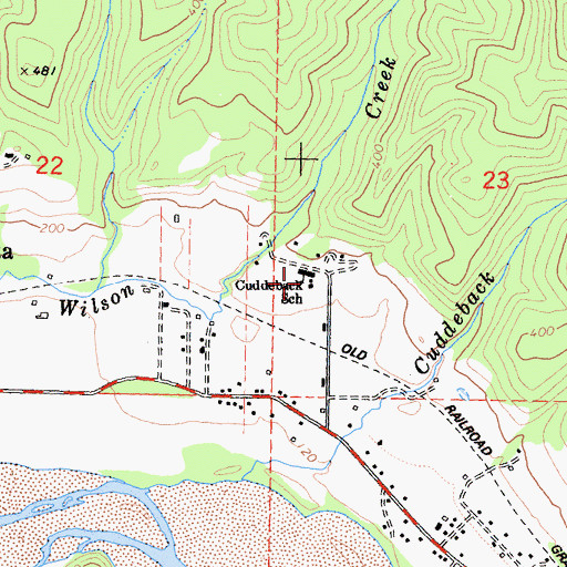 Topographic Map of Cuddeback Elementary School, CA