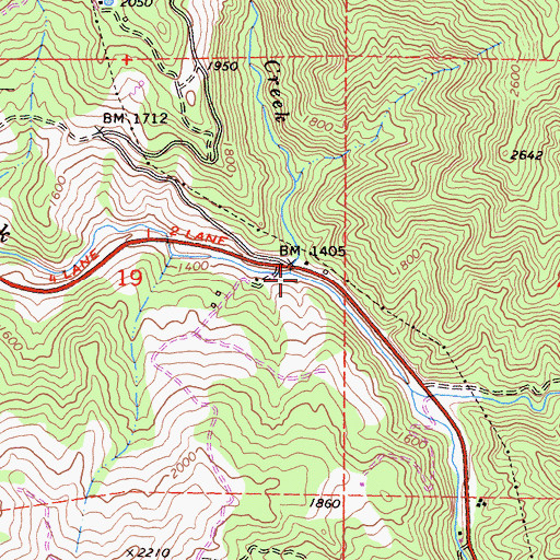 Topographic Map of Cummings Creek, CA