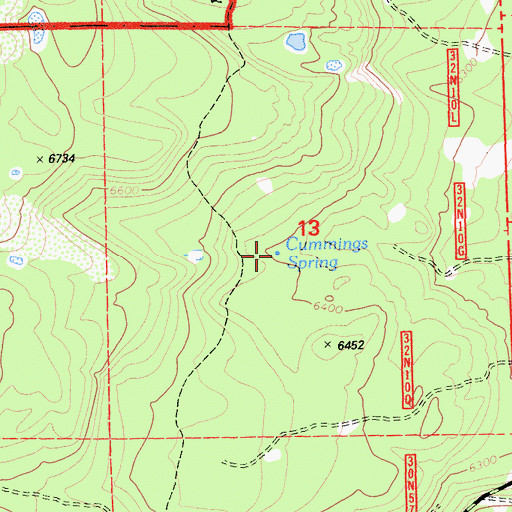 Topographic Map of Cummings Spring, CA