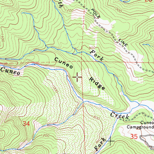 Topographic Map of Cuneo Ridge, CA