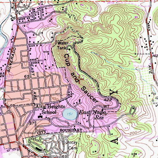 Topographic Map of Cup and Saucer, CA