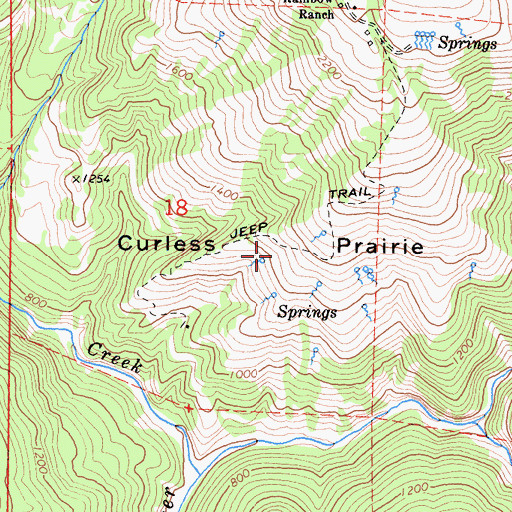 Topographic Map of Curless Prairie, CA